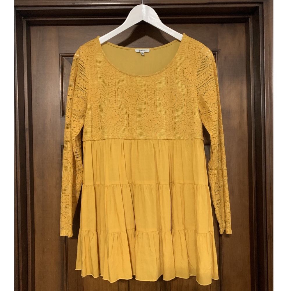 Mustard lace boutique tunic top